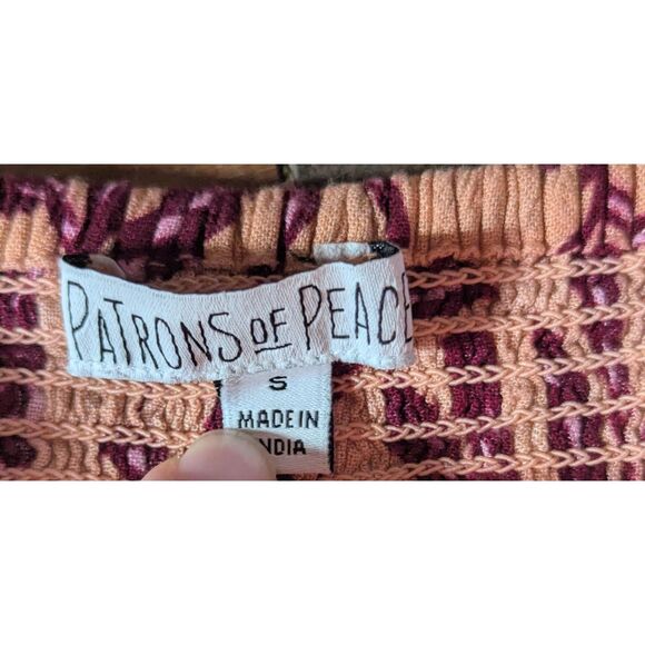 Patrons of Peace Boho Floral Maxi Dress Small Pink Purple Smocked Summer Bird - Picture 5 of 9